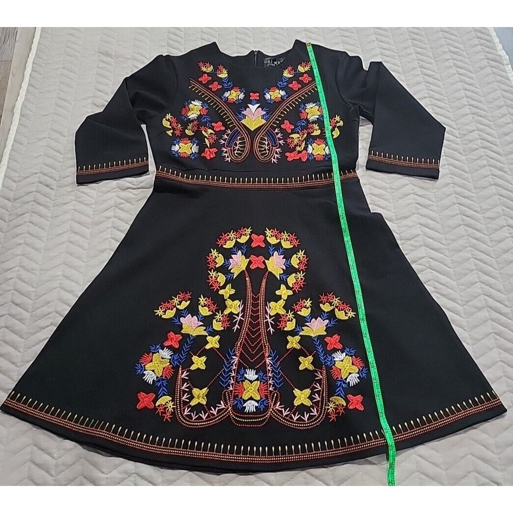 Lai Meng Five Cats Artsy Popover Embroidered Floral Fit Flare Womens Size L NWT - Picture 10 of 16